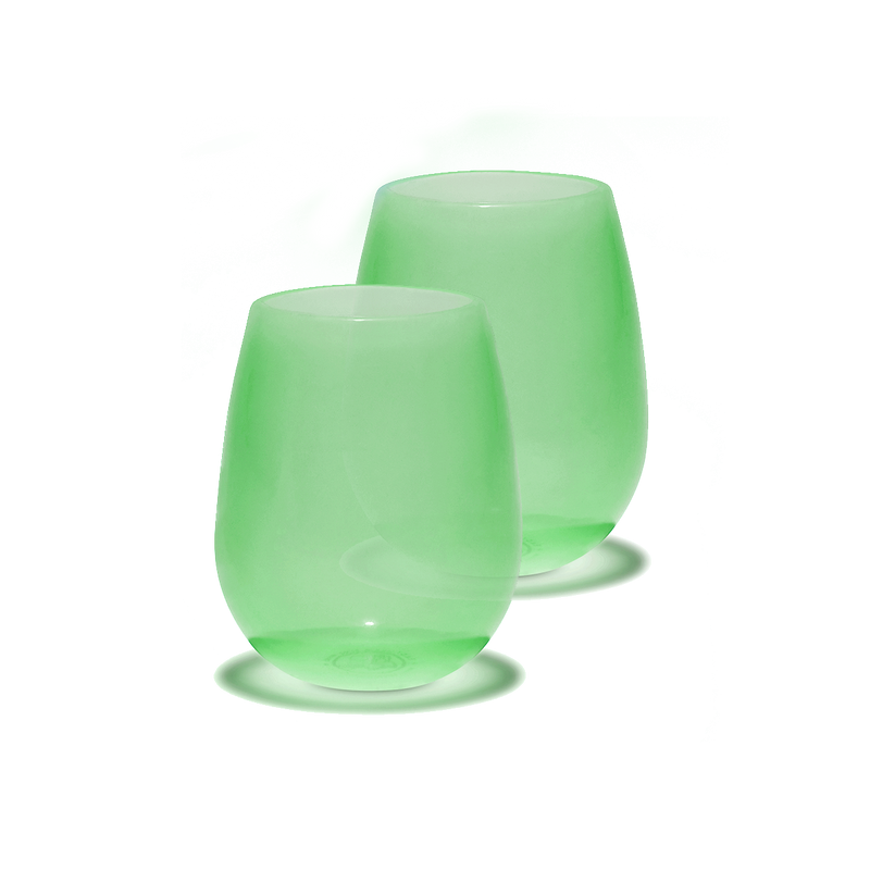 Semi-Clear Green Silicone Wine Cups (2 pack)