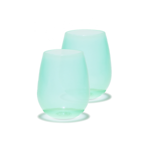 Semi-Clear Mint Silicone Wine Cups (2 pack)
