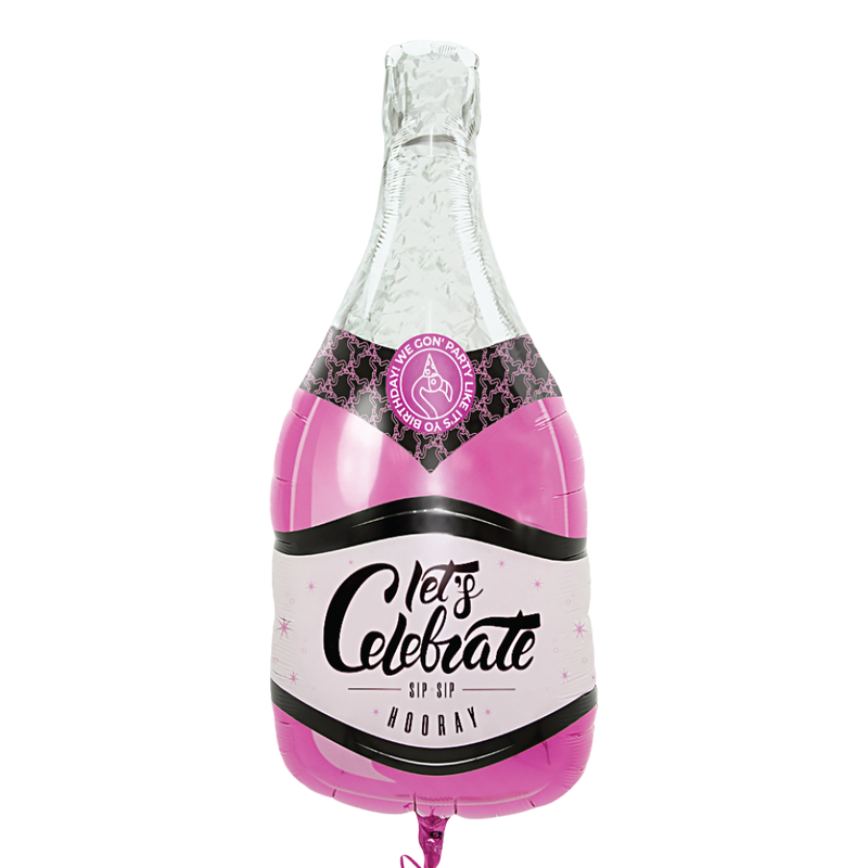"Let's Celebrate" Giant Pink Champagne Balloon