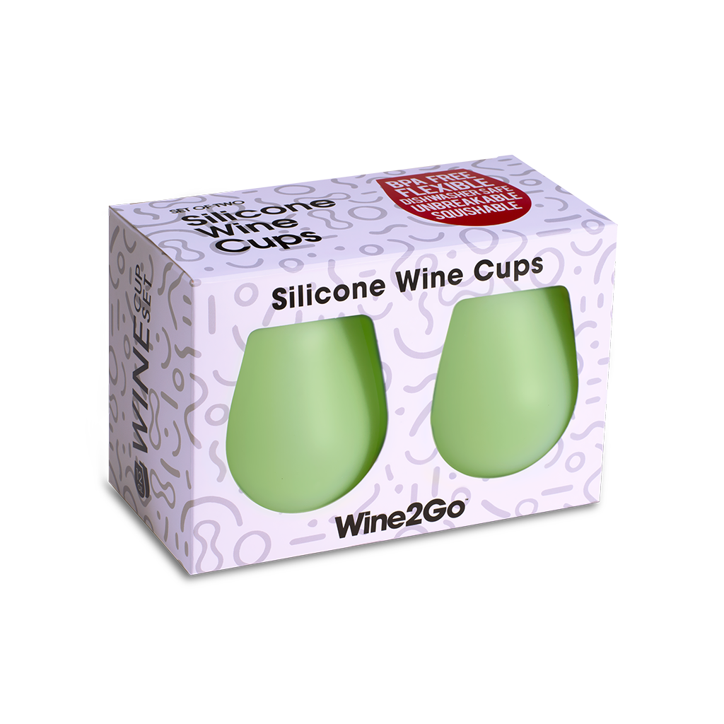 Pastel Green Silicone Wine Cups (2 pack)