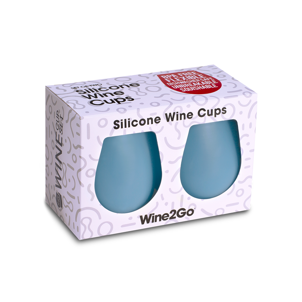 Sky Blue Silicone Wine Cups (2 pack)