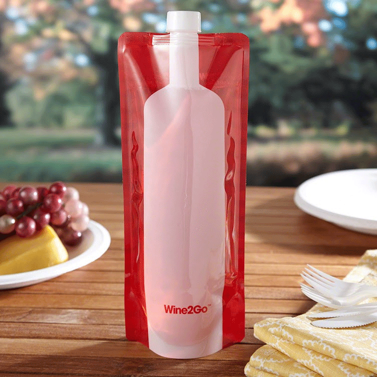 Wine2Go The Original Foldable and Reusable Wine Pouch that Holds a Full  750ml Bottle, Red