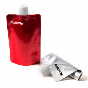  Flask2Go - the foldable, no metal part, disposable flask - Red & Silver